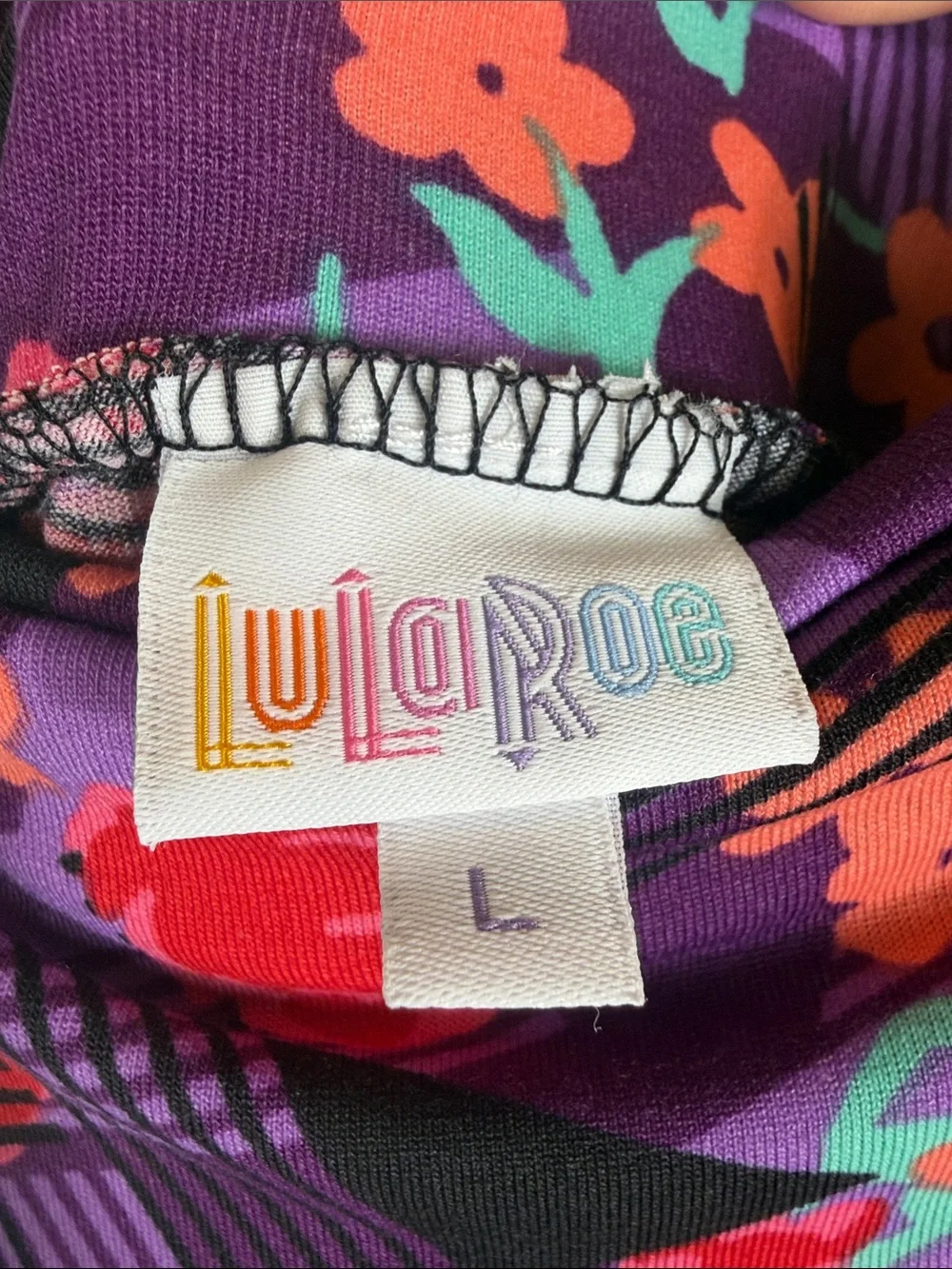 LuLaRoe Purple Floral Maxi with Orange & Teal Accents. NWT. Womens Size L - Picture 2 of 7